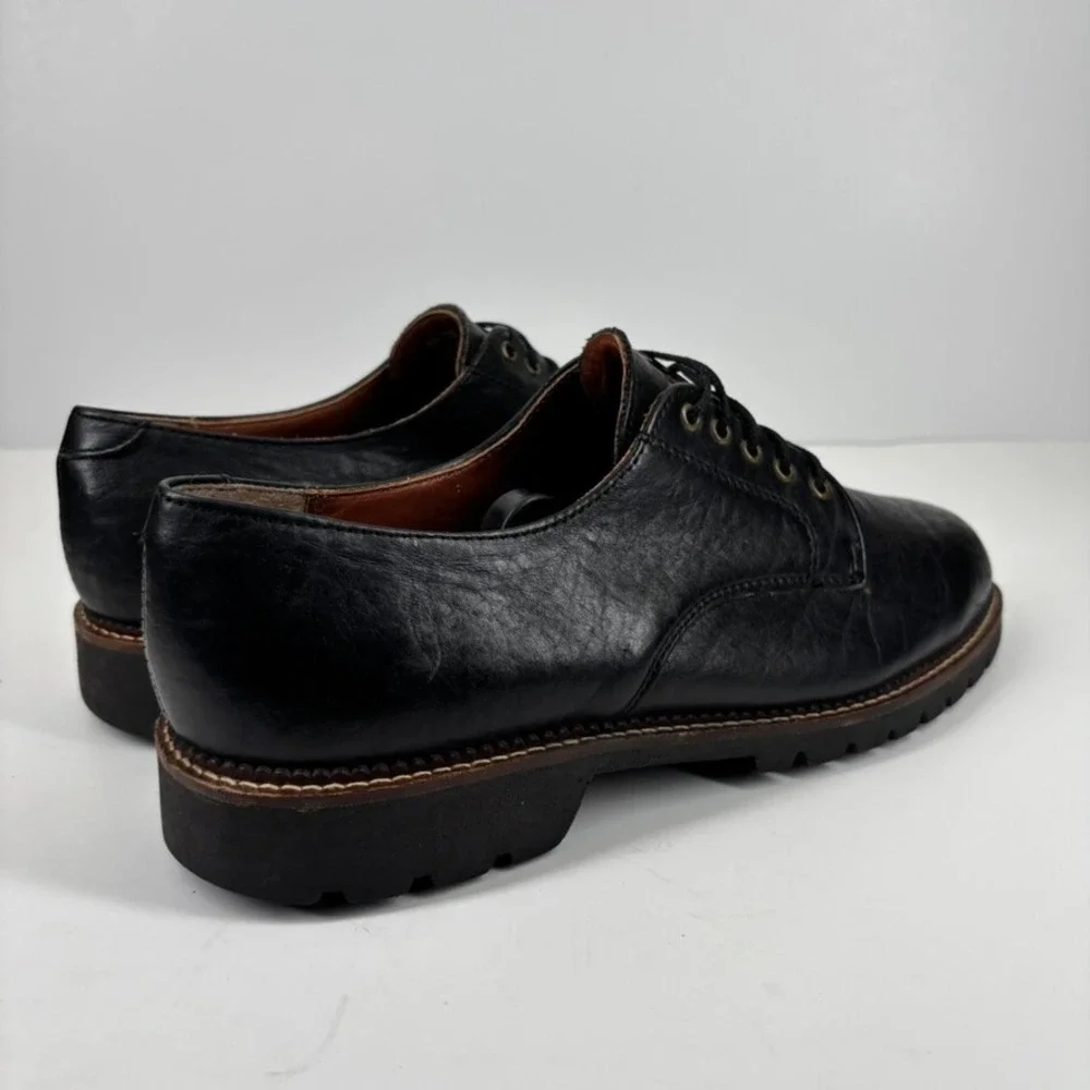 H.S. Trask Gallatin 1002 Men's US 9M Black Bison‎ Leather Plain-Toe Derby Shoes
